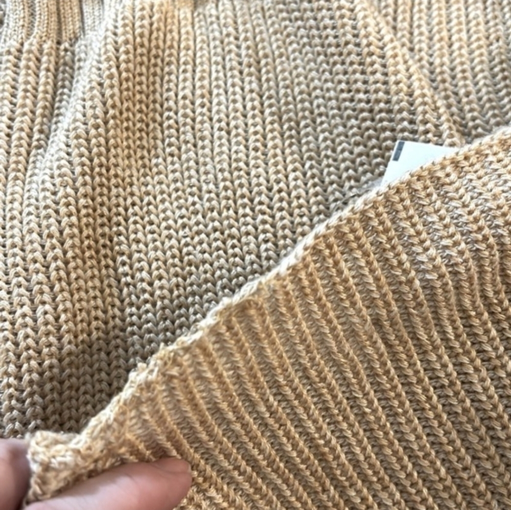 J. Crew Ribbed funnel neck sweater  linen cotton blend Soft Khaki Bone XXS NWT - Picture 10 of 12